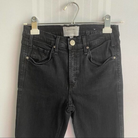 McGuire Bohemia Ruffle Kick Flare Cropped Jeans Size 28 Skinny Pants Black - Picture 4 of 10